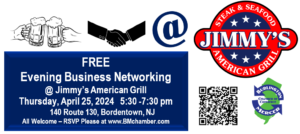 Free Evening Business Networking at Jimmy's American Grill in Bordentown NJ